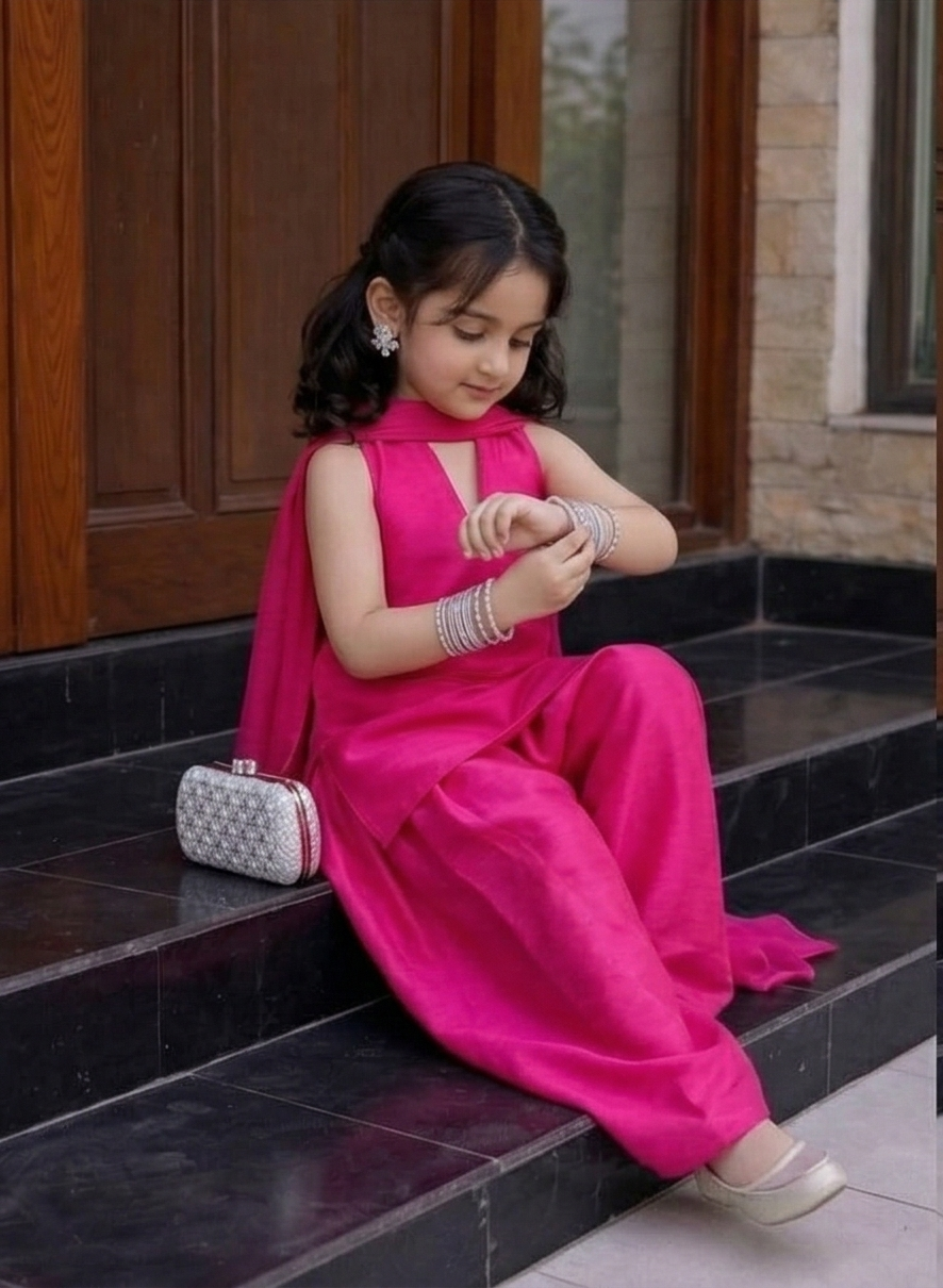 Girls Sleeveless Ethnic Kurta Farsi Salwar Set