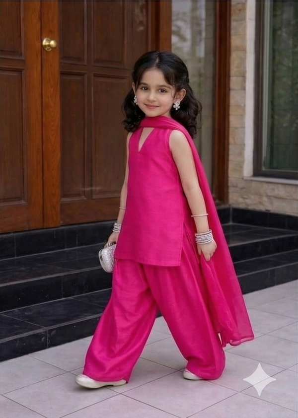 Girls Sleeveless Ethnic Kurta Farsi Salwar Set