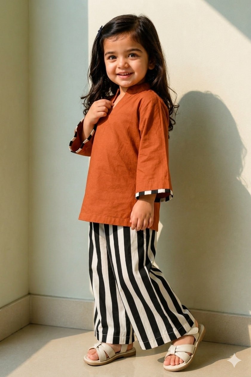 Stylish Slub Rayon Ethnic Co-Ord Set for Girls