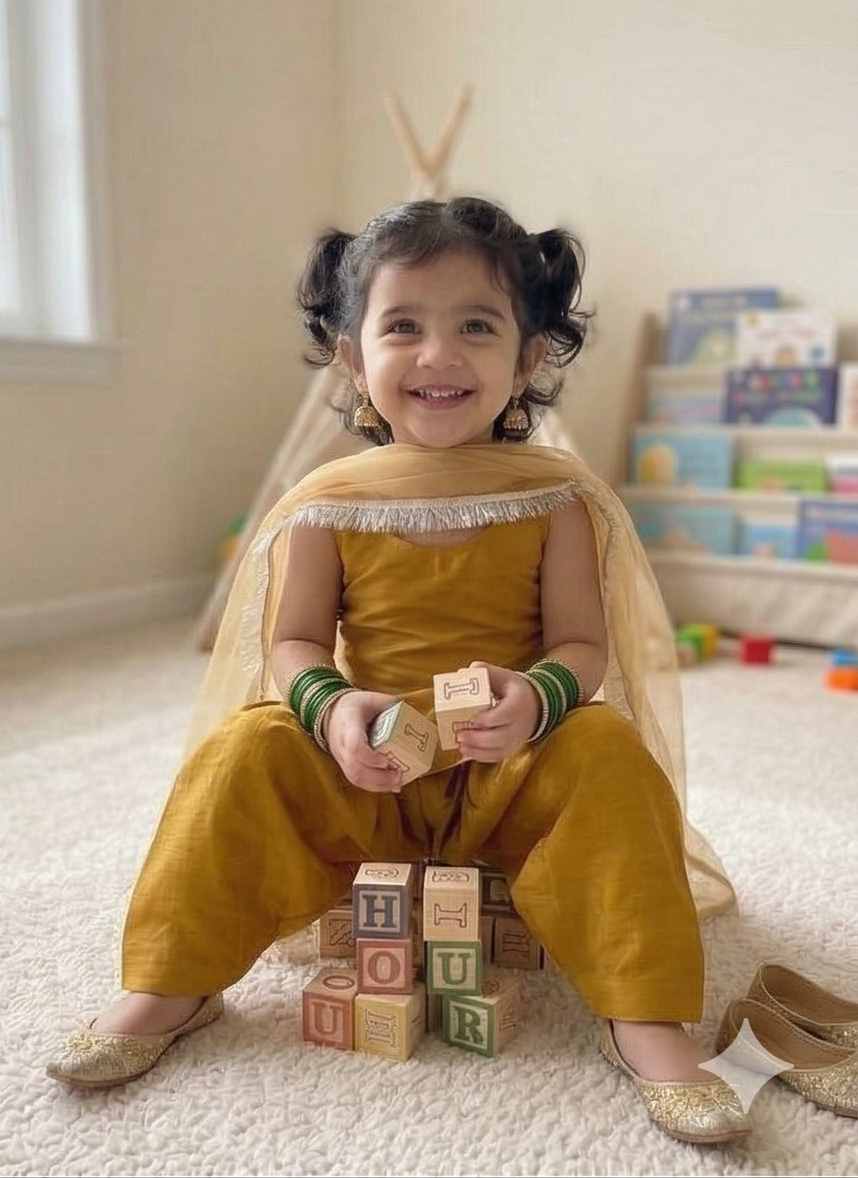 Girls Ethnic Cotton Blend Kurta Salwar Dress with Dupatta