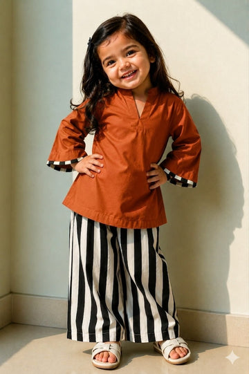 Stylish Slub Rayon Ethnic Co-Ord Set for Girls