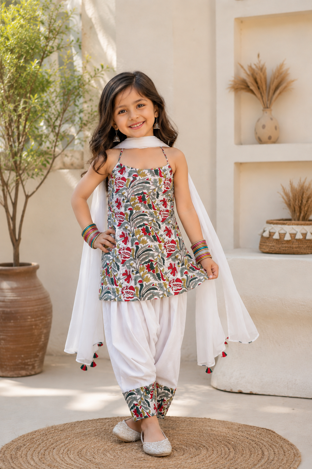 Kids Artisan Print Cotton Blend Ethnic Three-Piece Set