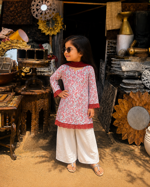 Girls Elegant Printed Festive Set