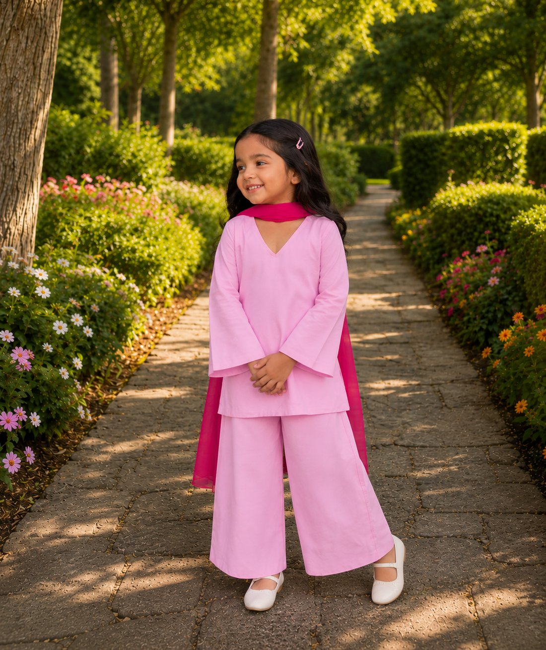Girls Blossom Pink Festive Wear