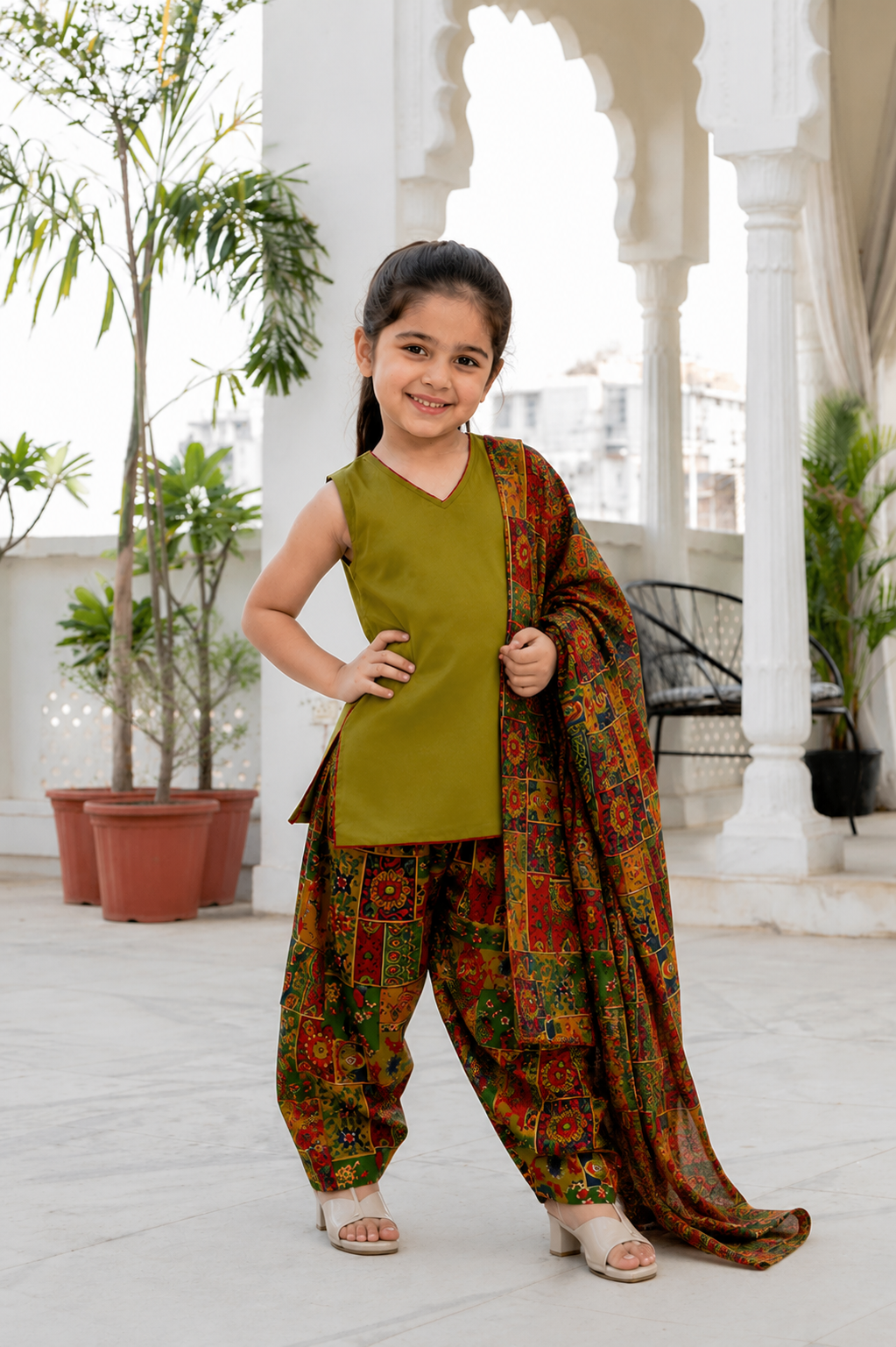 Girls Boho Ethnic Kurta Set