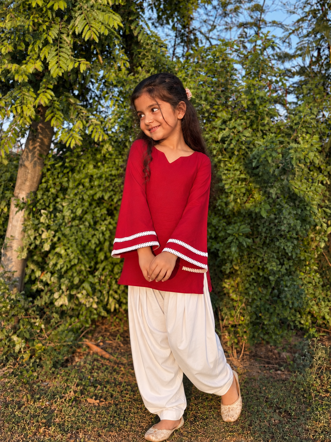 Girls Designer Kurti with Farsi Pants