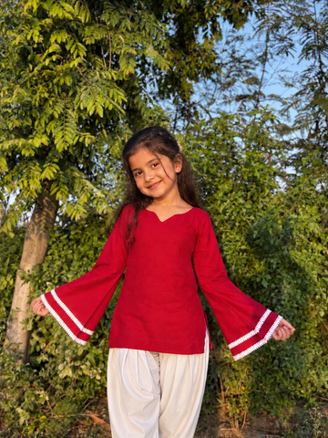 Girls Designer Kurti with Farsi Pants