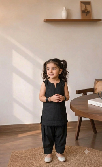 Girls Festive Farsi Cord Set | Sleeveless Kurta with Palazzo