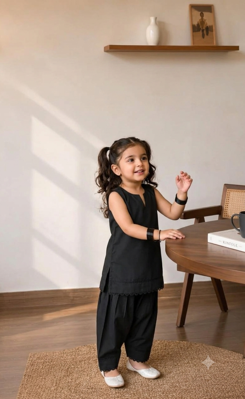 Girls Festive Farsi Cord Set | Sleeveless Kurta with Palazzo