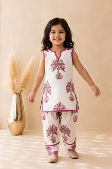 Girls Elegant Printed Salwar Kurta Co-Ord Set