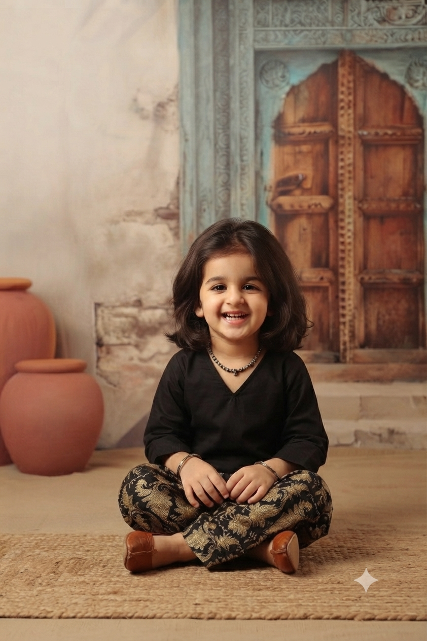 Girls Stylish Cotton Blend Salwar Kurta Co-Ord Set
